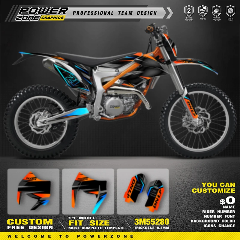 

PowerZone пользовательские графические фоны для команды, наклейки для комплекта наклеек 3 м для KTM 2012-2017 2018 2019 2020 2021 FREERIDE 250 300 11