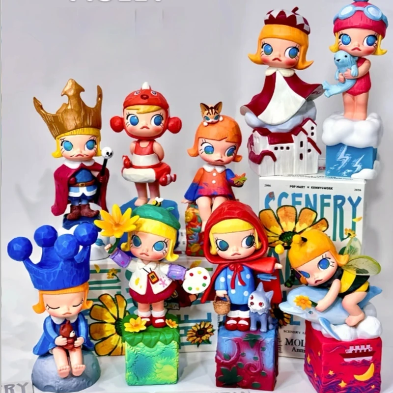 

Pop Mart Molly 20th Anniversary Scenery Along The Way Series Blind Box Kawaii Action Figures Mystery Box Fans Customized Gift