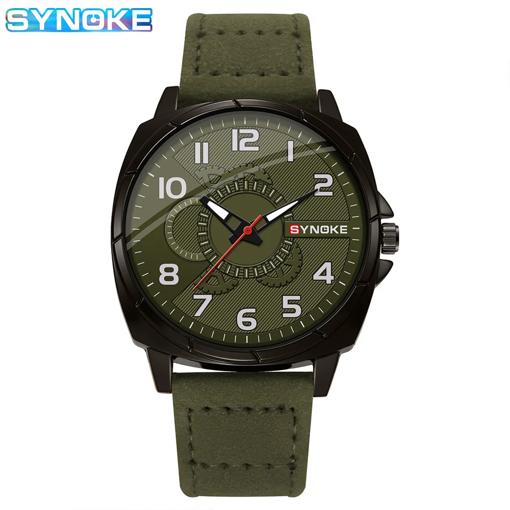 

Men Watch Fashionable Round Dial Quartz Wristwatch With PU Strap Watch For Men Gift