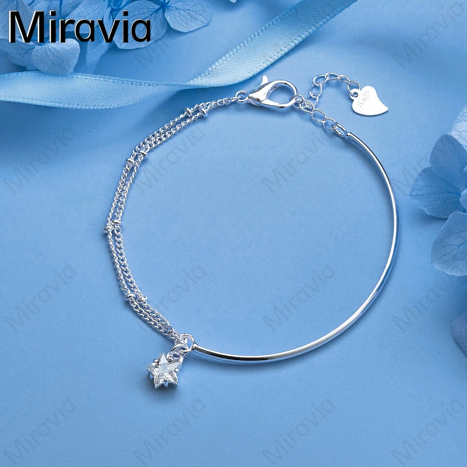 

Miravia 925 Sterling Silver Zircon Pendant Stitching Bracelet Women Fashion Charm Party Jewelry