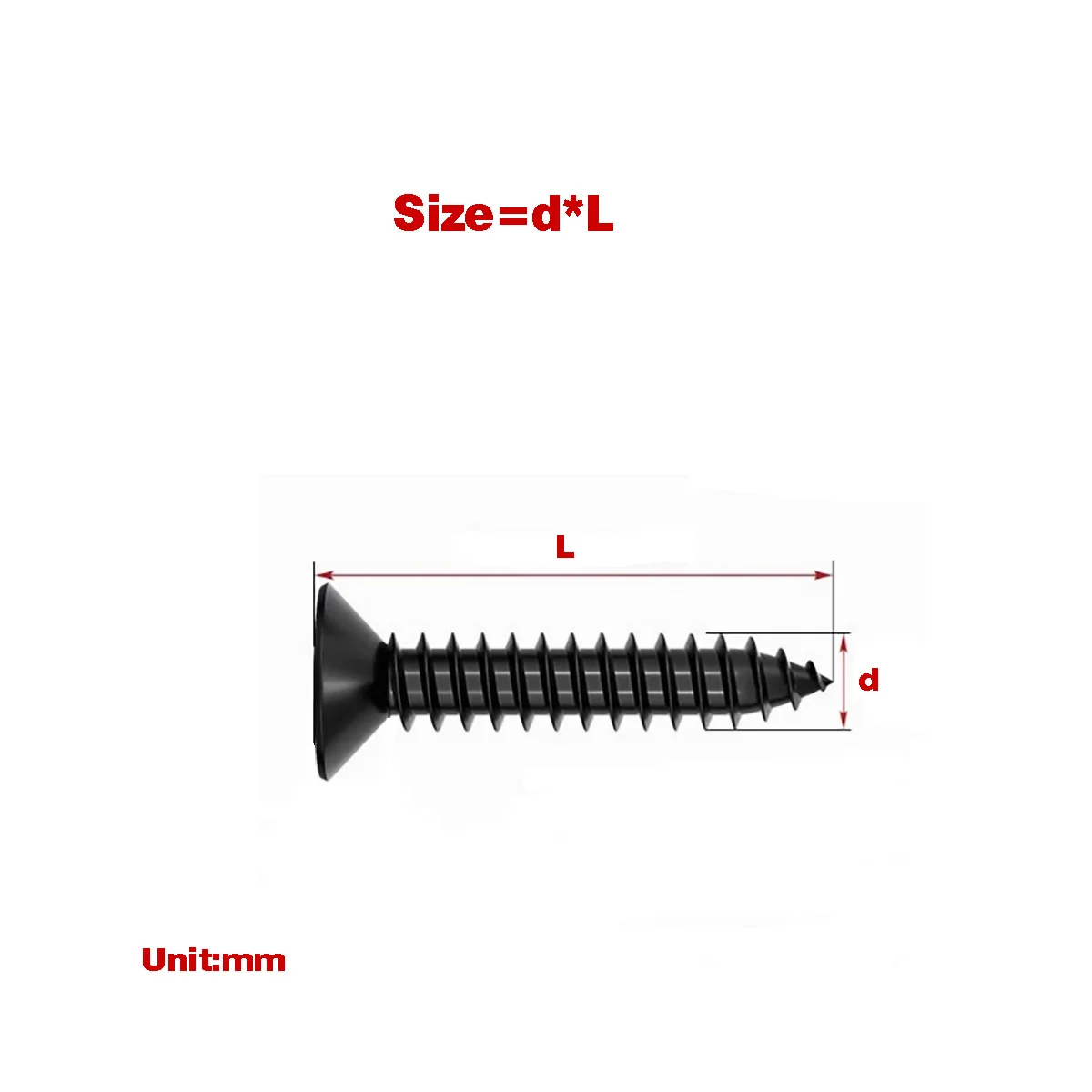 Black 8.8 Grade Hardened Flat Head Hexagonal Self Tapping Screw/Countersunk Self Tapping Wood Bolt M2M3M3.5M4M5M6