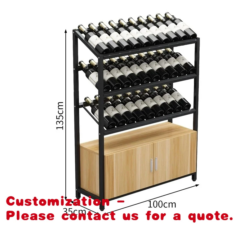 

custom.Boutique Steel Wood Wine Display Stand Floor/Ceiling Wine Cabinet Home Bar Adjustable Durable Customizable