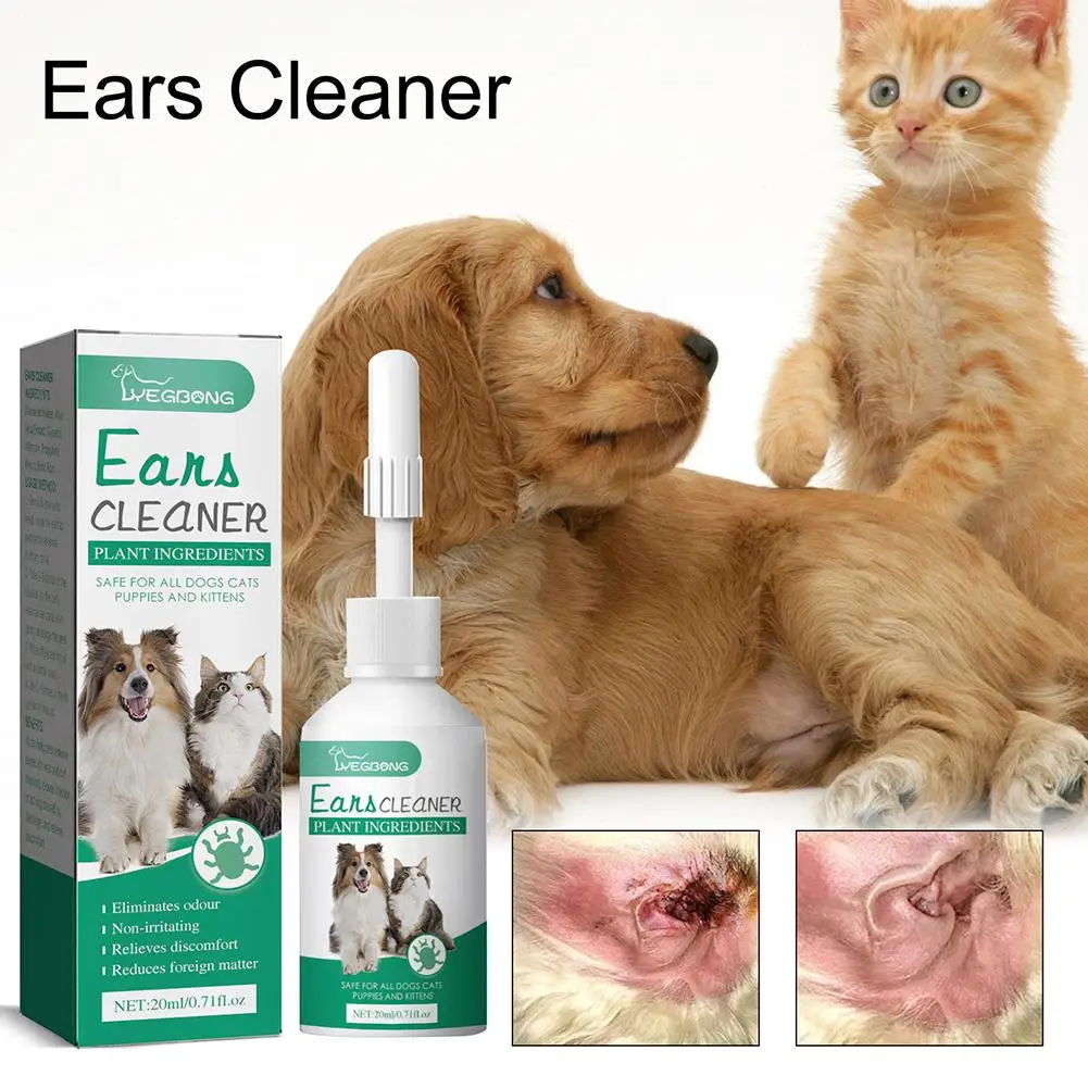 Cat Dog Ear Cleaner Pet Ear Drops Yeast Mites Infectiones Control Odor Removal Relieves Itching Anti Inflammatory Pet Ear Washer