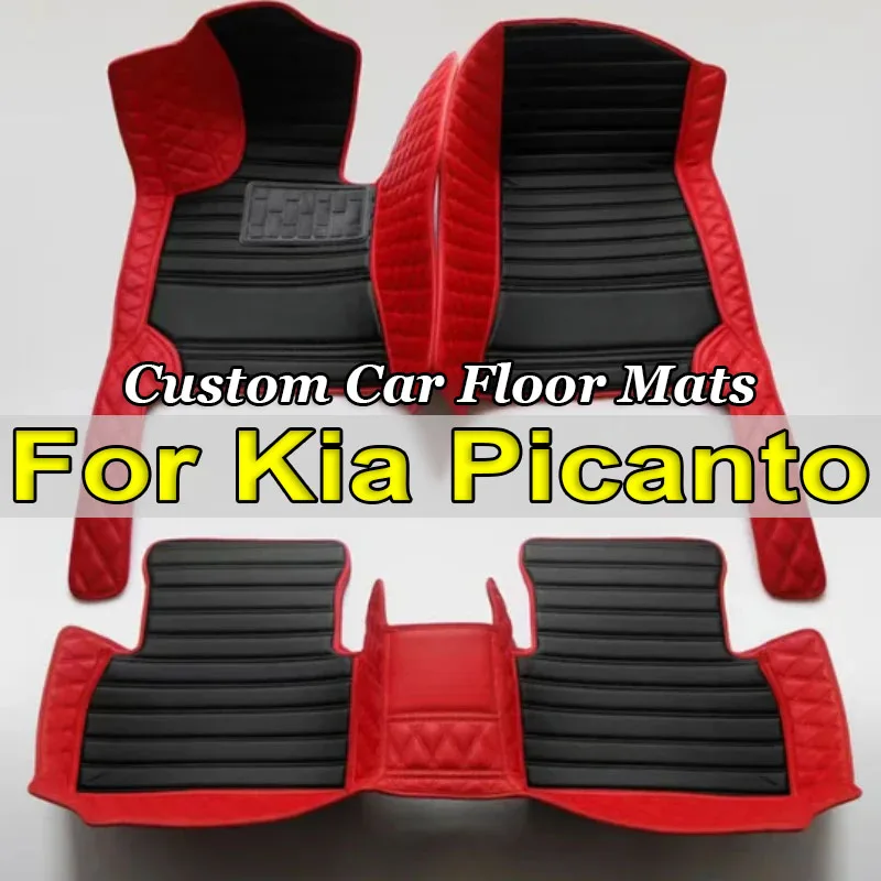 Leather Car Floor Mats For Kia Picanto Morning Grand Eko Taxi JA 2012~2017 5door Anti-dirty Car Mat Tapete Carro Car Accessories