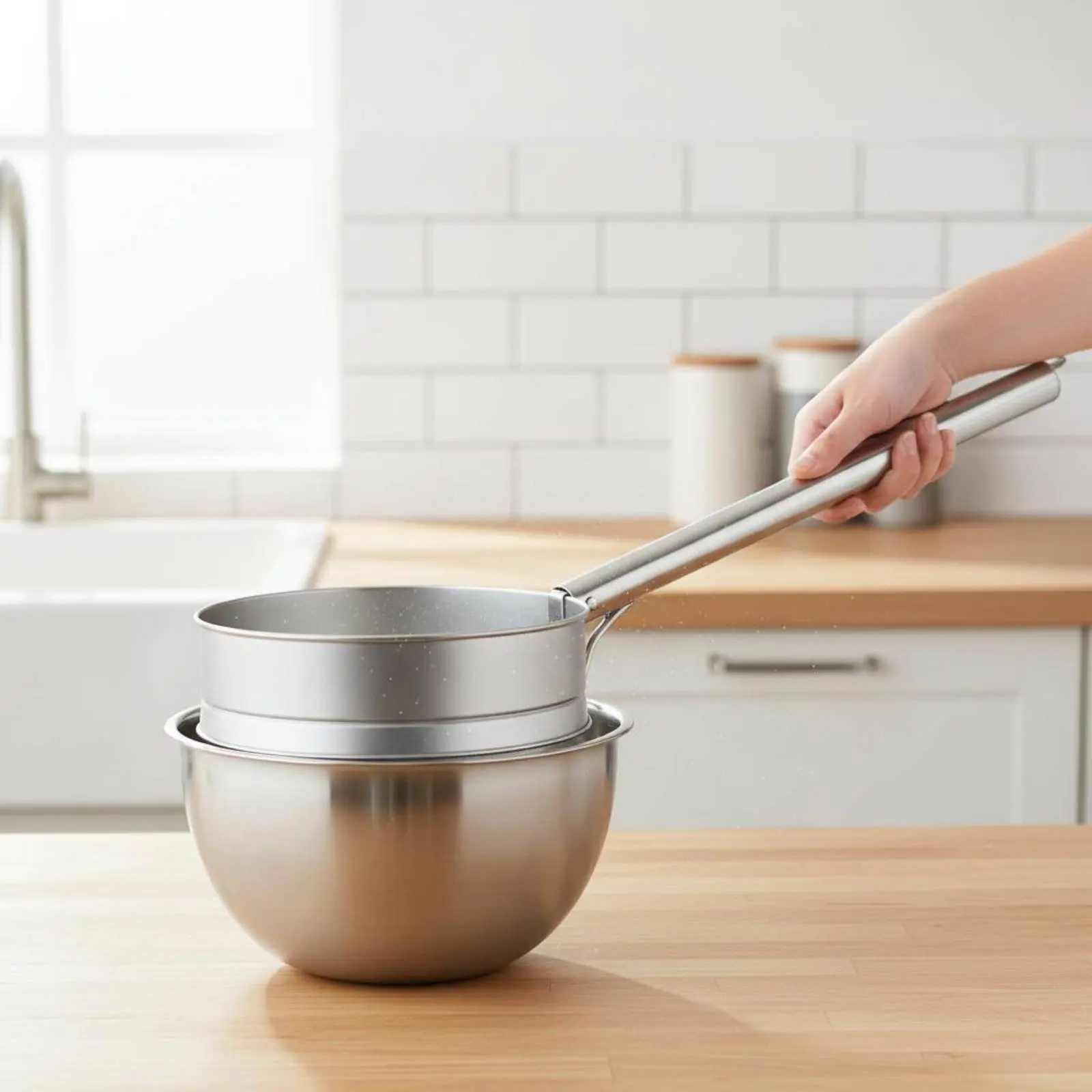 Stainless Steel Vibrating Sieve Fine Mesh Electric Flour Sifter Electric Flour Sieve Easy to Clean Vibrating Sand Screen