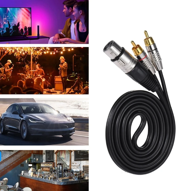 Q6PA 2RCA to XLR Sound Cable for Home Music Setup, PET Coating for Recording and Stage Sound Wiring Shared Sound Scenarios