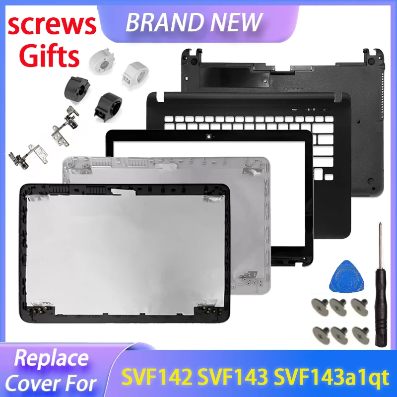 Capa de substituição sem toque para svf142 svf143 svf143a1qt svf14326scw lcd capa traseira moldura frontal plamrest caixa inferior dobradiças habitação