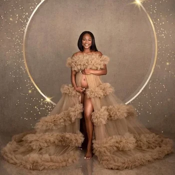 Tül kişiselleştirin elbisesi elbise, Photoshoot allık tül annelik için gebelik elbise düğün elbisesi, mavi hamile elbisesi bebek için