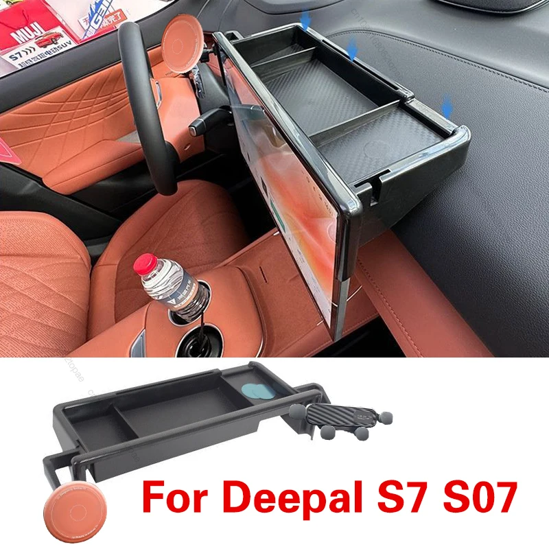 2in1 Organizer Phone Holder For Deepal S7 S07 Center Console Screen Tissue Storage Box  Dashboard Navigation Car Magnetic Mounts