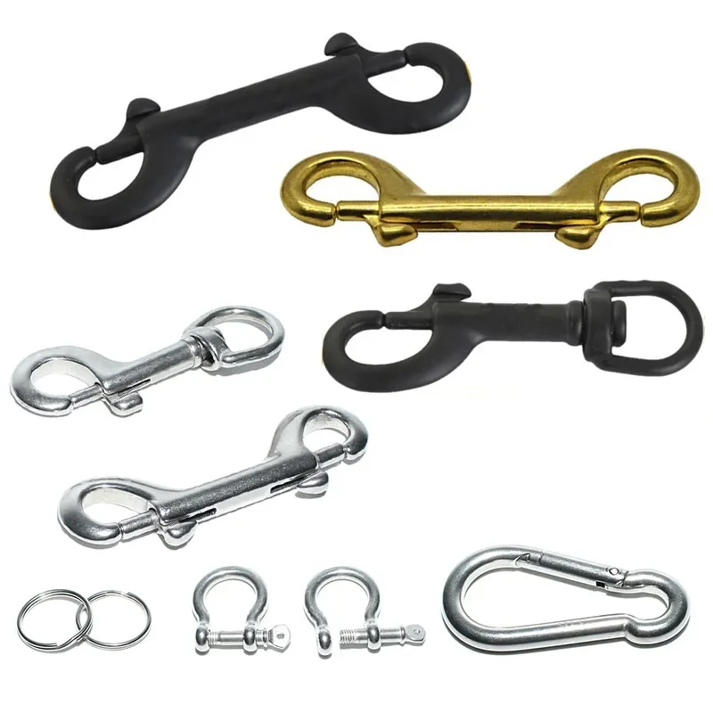 

316 Stainless Steel Double Ended Bolt Snap Hook D Snap Key Ring Carabiner Holder Singel Hooks Diving outdoor safety accessory