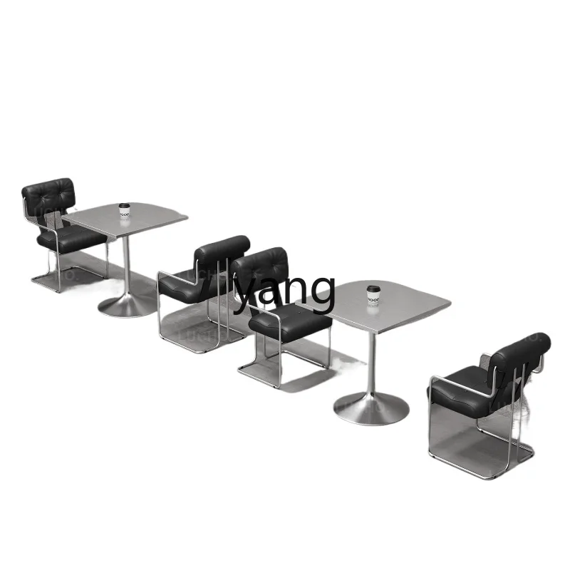 LTT Cafe Milk Tea Shop Leisure Chair Bar Tavern Sofa Rest Area Stainless Steel Table and Chair