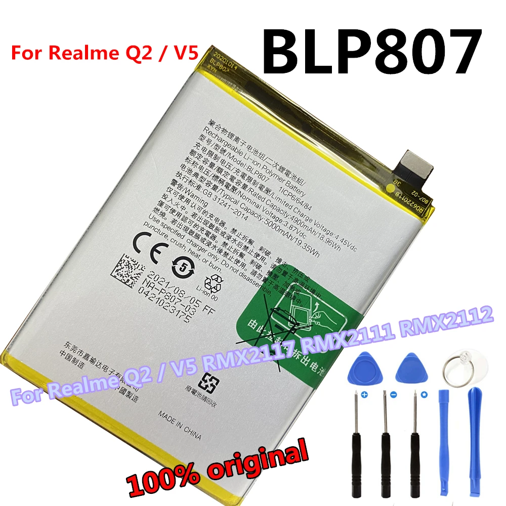 Original New BLP807 5000mAh Battery for Oppo Realme 7 Realmi Q2 V5 RMX2117 RMX2111 RMX2112 Smart Phone