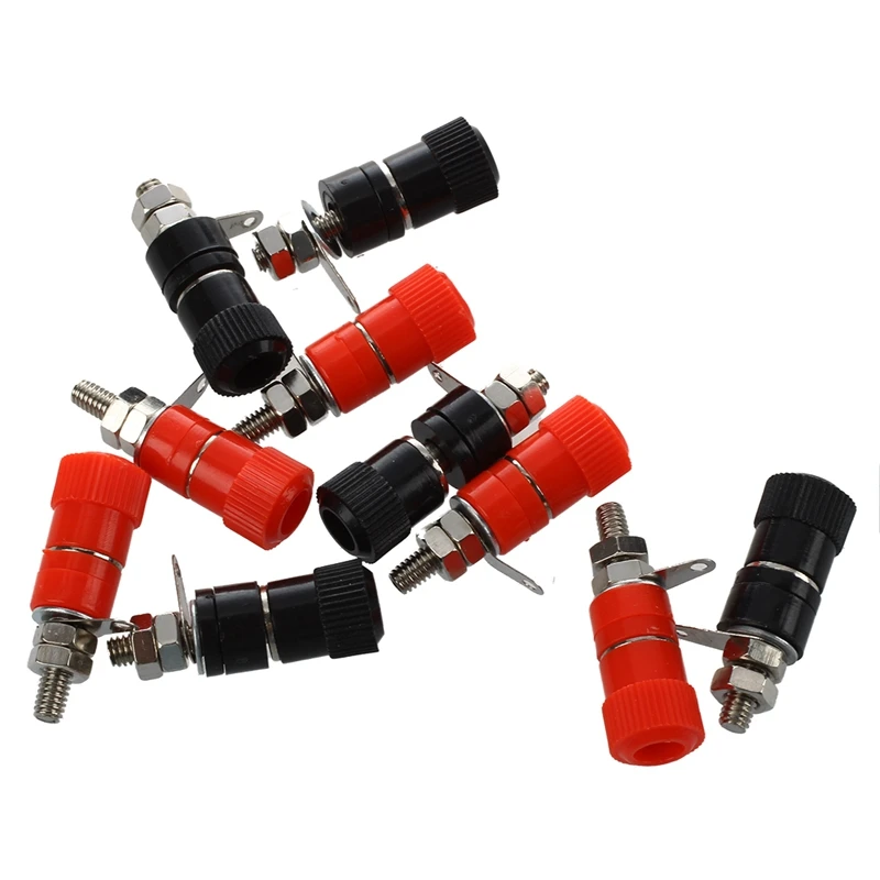 2 Pcs Red Black Banana Plugs To Alligator Clips Probe Test Cable 1M & 10 Pcs 3.8Mm Thread 4Mm Banana Plug Socket Binding Post Re