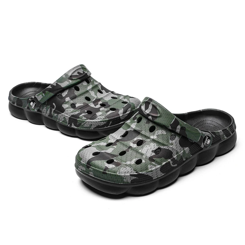 Mens Sandals Summer 2021 New Camo Garden Shoes Couple Rubber Clogs Slippers Beach Water Walking Sandals Male Big Szie Zapatos