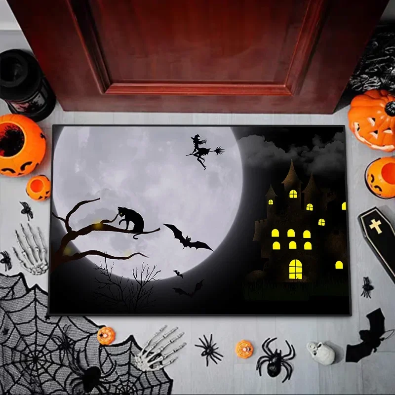 

VIKAMA Halloween Abstract Party Lightweight Rug Anti Slip Dirt Resistant Entry Door Mat Home Decor for Room