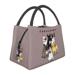 Funny Frenchies French Bulldog Insulated Lunch Bags for Women Resuable Dog Animal Cooler Thermal Lunch Tote Beach Camping Travel