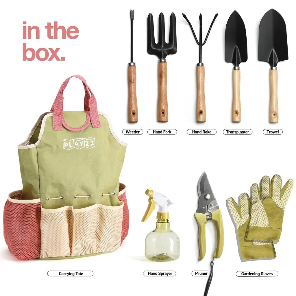 Complete Garden Tool Kit Comes with Bag Gloves,Garden Tool Set with Spray-Bottle Indoors Outdoors -Durable Set 10 Combination