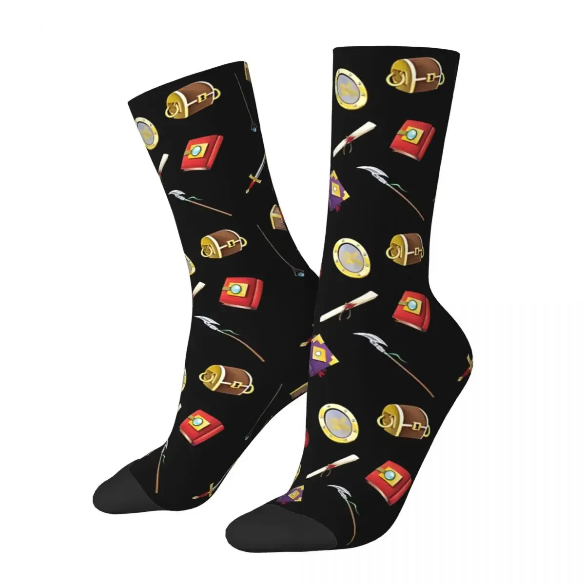 Fantasy Items Pattern Men's Socks Retro Harajuku Street Style Novelty Pattern Crew Sock