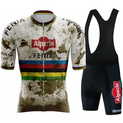 Alpecin FENIX-Breathable Cycling Clothing, Triathlon Sport Jersey Set, Summer Short Sleeve, Mountain Bike Riding Clothes