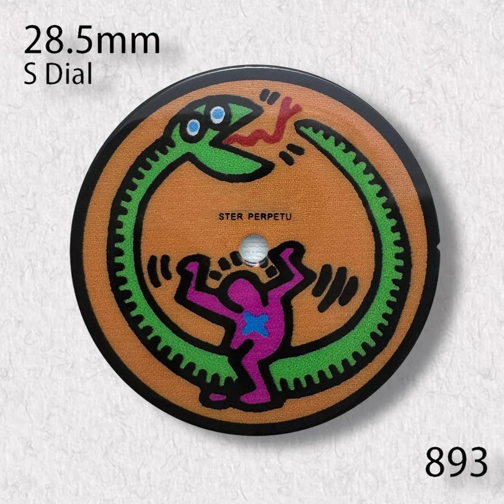 High-Quality  28.5mm S Logo Vitreous Enamel Anime Cartoon Dial NH35 NH36 Movement 3/3.8/4.2 o'clock Watch Modification Accessori