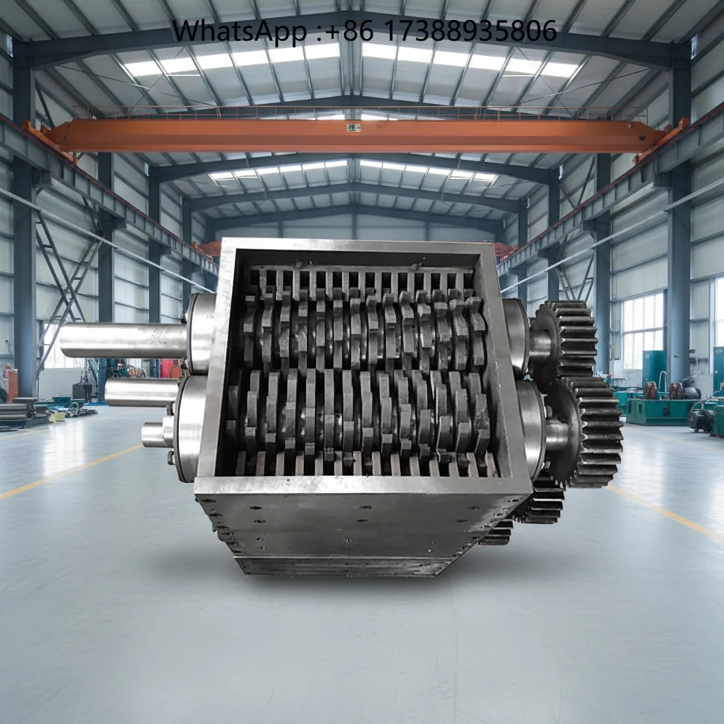Wood/Metal/Rubber/Plastic/Cardboard Shredder Machine Double Shaft Gearbox & Pump Portable High Safety for Sale