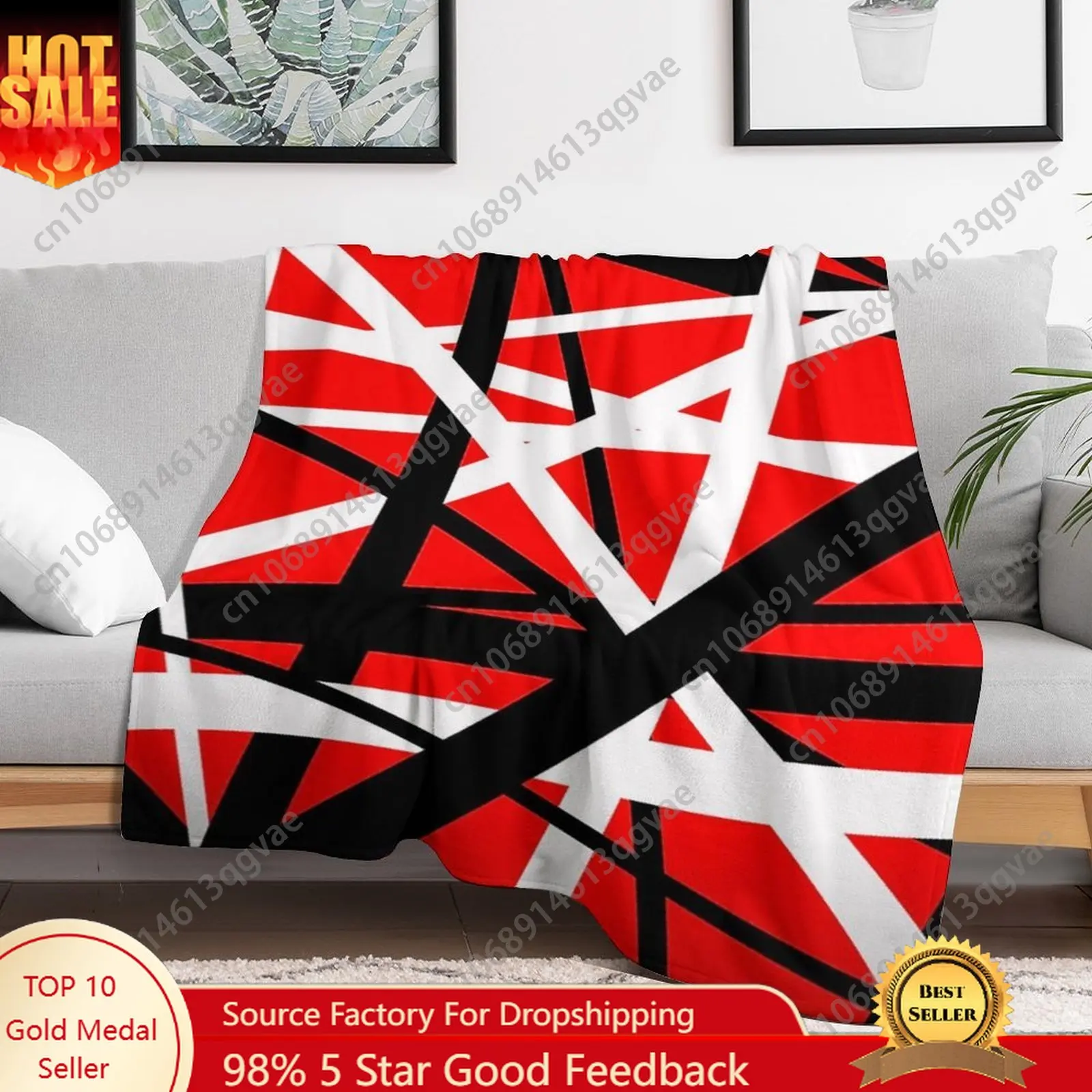 بطانيات Van Evh 5150 Stripes Halen الفانيلا ناعمة ومريحة ودافئة مثالية لقيلولة الشتاء والمنازل والمكاتب والسفر والتخييم