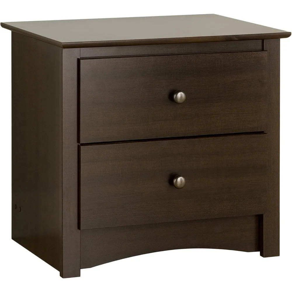 

Traditional Nightstand Side Table with 2 Drawers, Functional 2-Drawer Bedside Table 16" D x 23.25" W x 21.75" H, Espresso