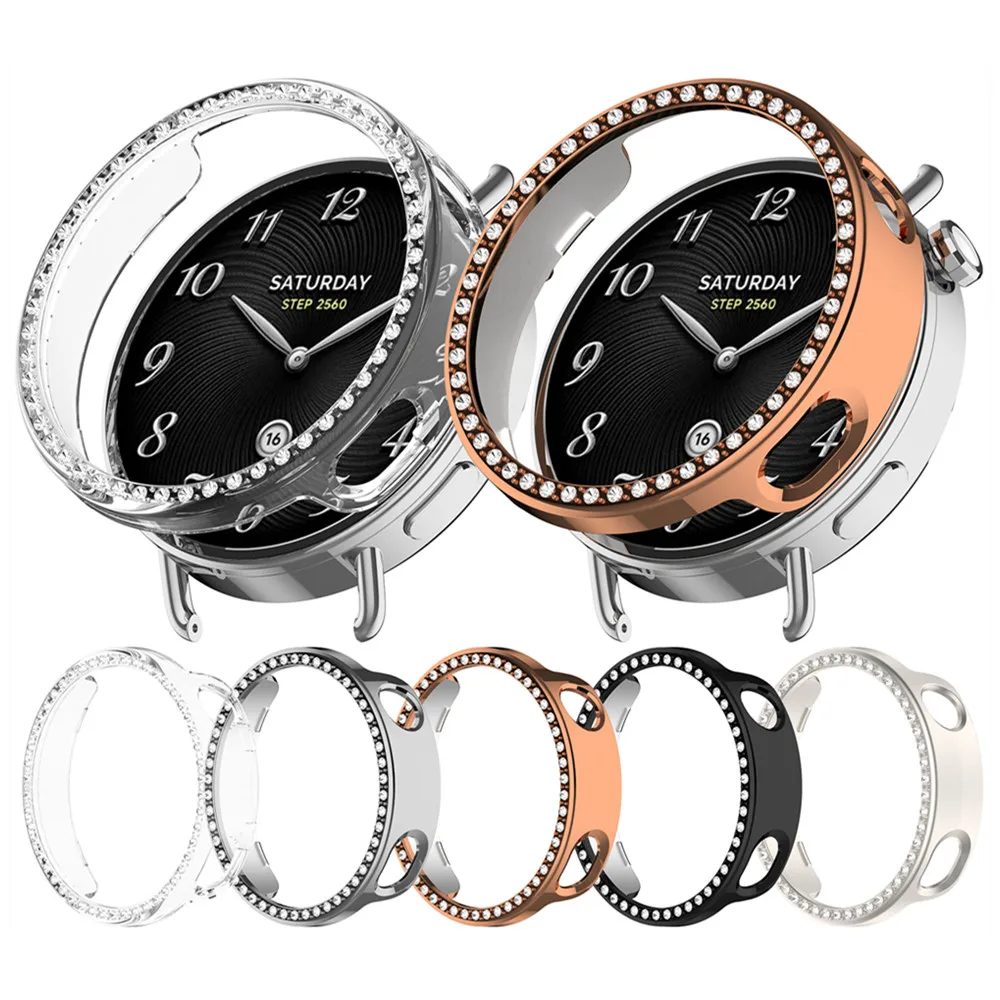 Beschermhoes voor Xiaomi Watch S4 41 mm uitgeholde diamanten beschermhoes met enkele rij