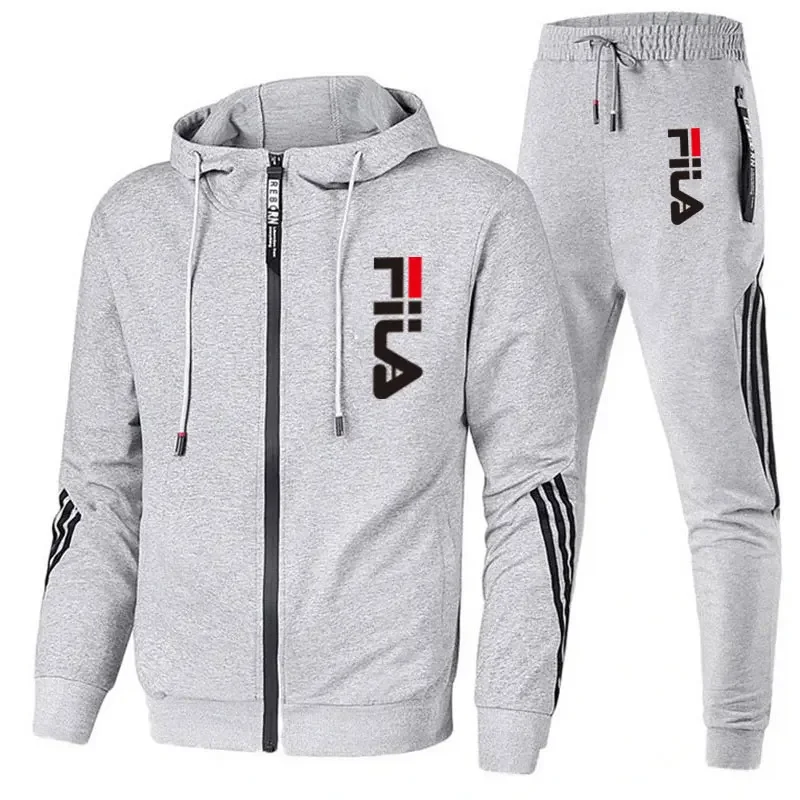 Spring and fall outdoor zipper jacket + sweatpants jogging suit men's casual basketball fitness suit two-piece set