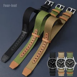 For Hamilton Omega Seiko Tissot Tudor Canvas Nylon Woven Solid Stainless Steel Needle Buckle Accessories20 22mm Watchband