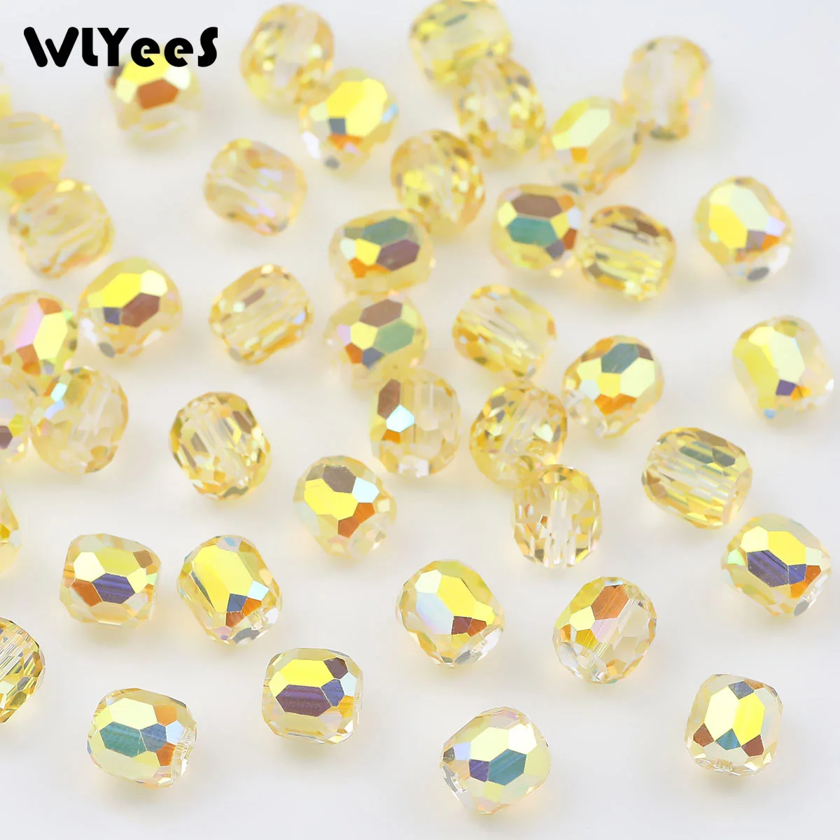 WLYeeS Faceted Yellow Square Austrian Crystal Beads 72Pcs Cube Spacer Loose Bead for Earring Pendant Bracelet Jewelry Making DIY