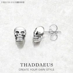 Stud Earrings Skull Europe Style Fine Jewerly Rebel Punk Gift For Women Men In 925 Sterling Silver