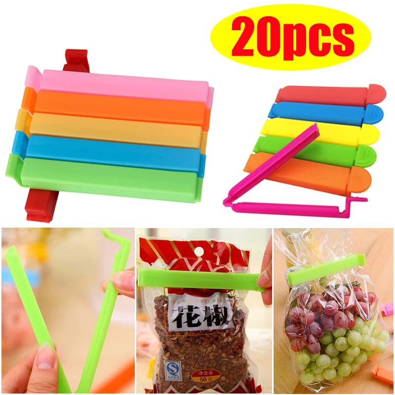 

20PCS Random Color Versatile Kitchen Bag Clips Food Snack Organizer Tea Bag Seal Clip Kitchen Tools Durable and Reusable Tools