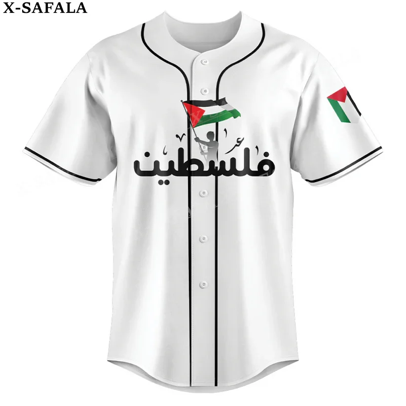 Love Country Flag Coat Of Arms Palestine 3D Printed Baseball Jersey Shirt Men's Tops Tee Oversized Streetwear Jersey