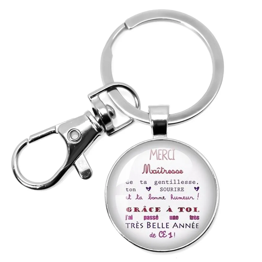 Quote I Am A Mistress Who Dechire 25mm/30mm Keychain Merci Glass Dome Cabochon Keyring Teacher's Day Jewelry Gift