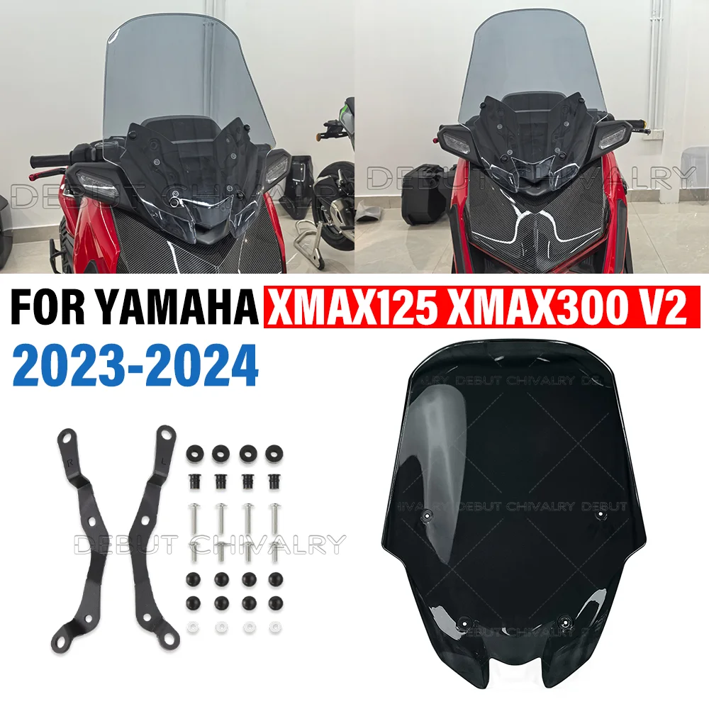 

Motorcycle Windscreen Enlarged Wind Deflector Front Windshield Airflow Fairing FOR YAMAHA X-MAX XMAX 300 XMAX125 V2 2023 2024