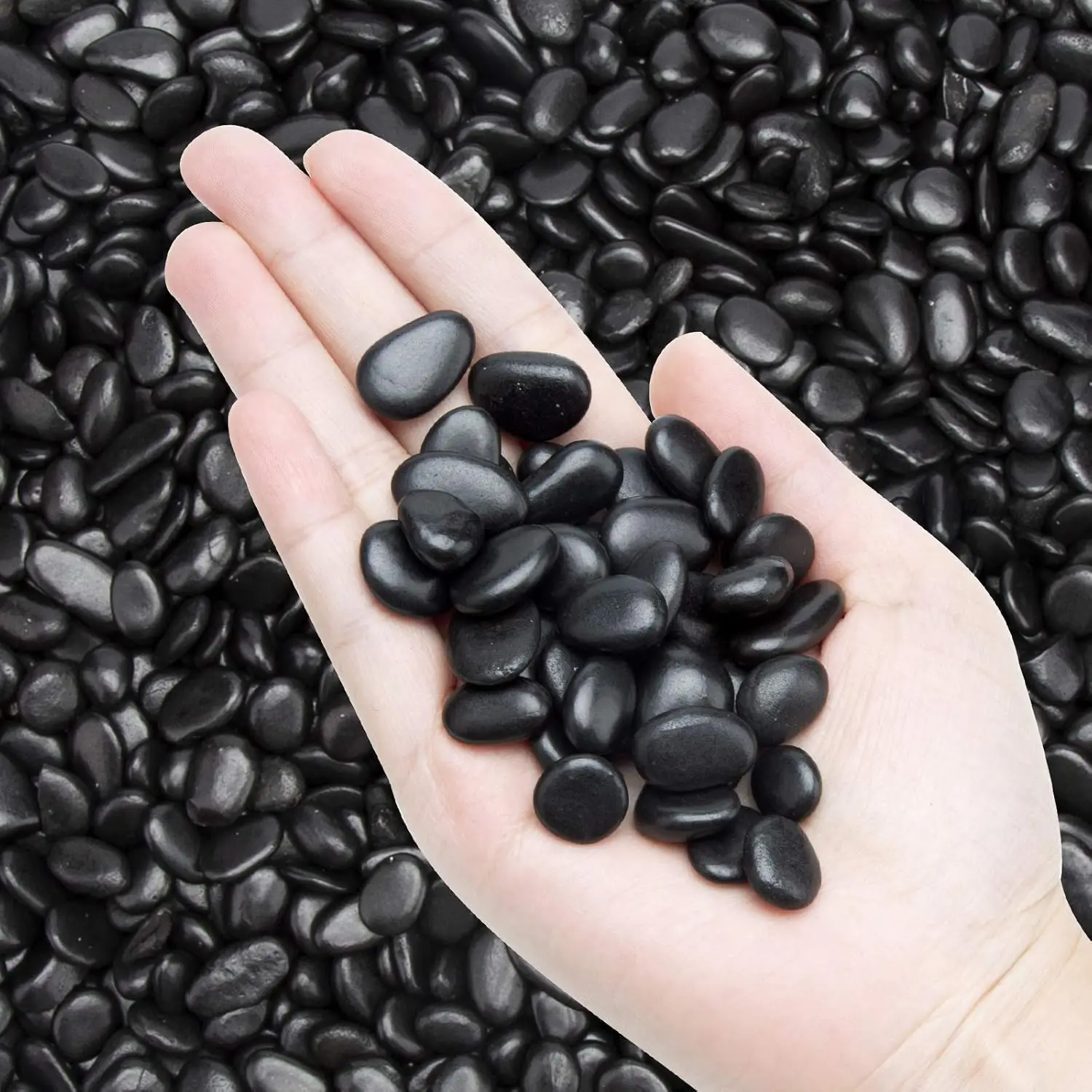 Black Natural Polished Pebbles, Small Decorative Gravel Stones, Succulent Plant Gravel, Vase Fillers Home Landscaping Decor