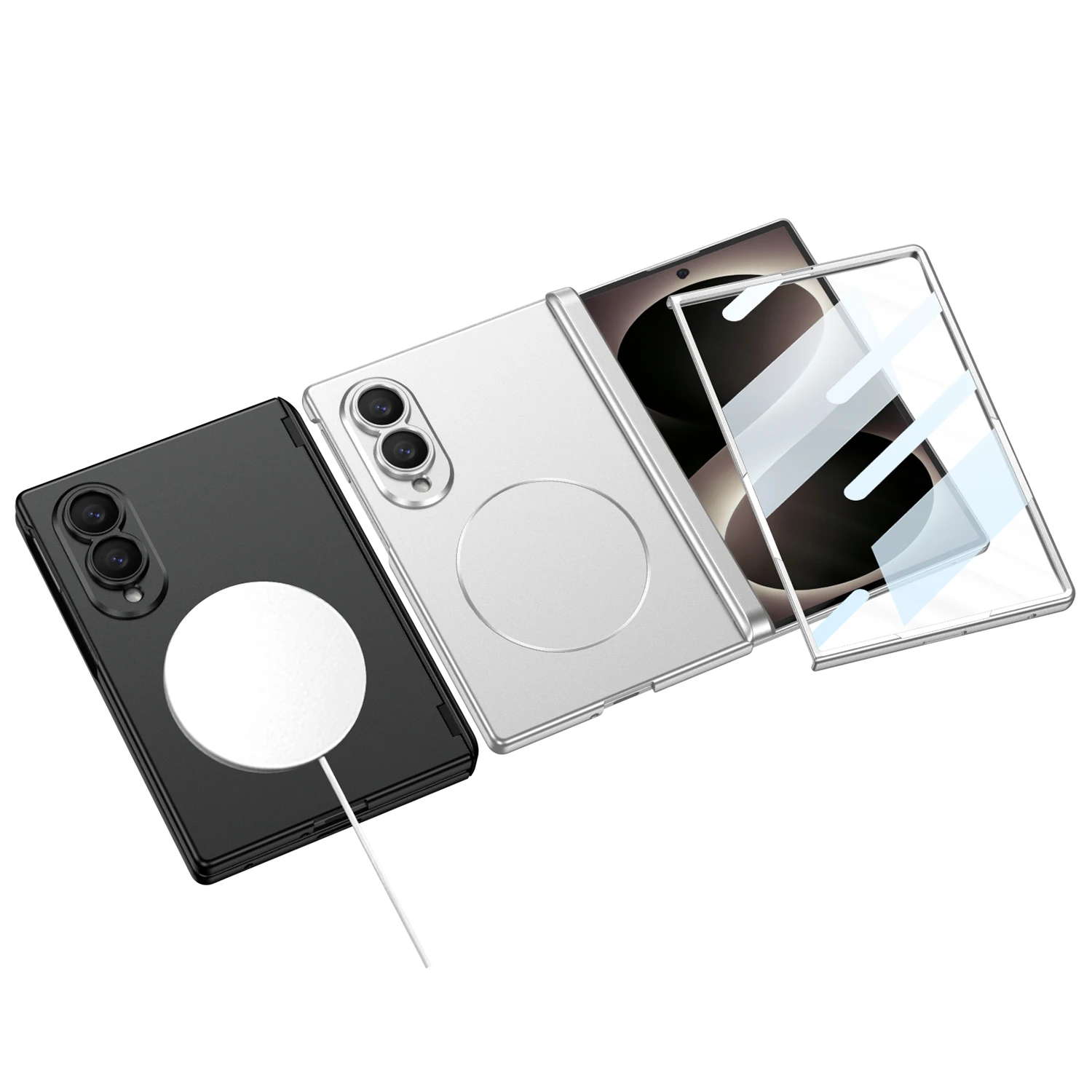Etui na Samsung Galaxy Z Fold 8, szerokie, matowe, magnetyczne, z obsługą bezprzewodowego ładowania, z folią ochronną na zawias, odporne na wstrząsy, tylna obudowa. — zdjęcie produktu 4