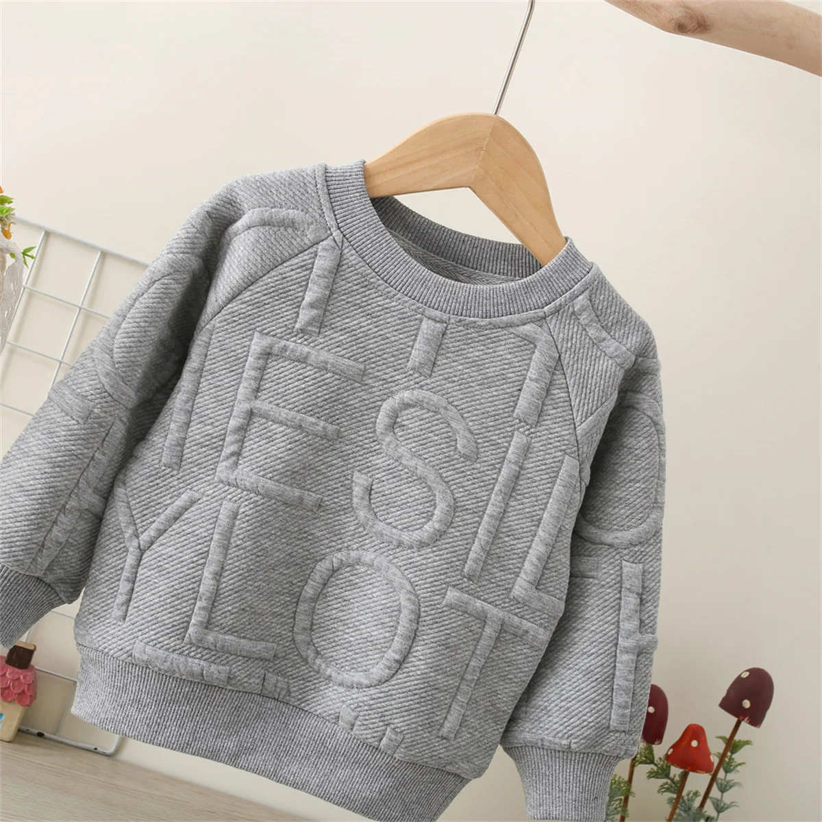 Boys\' Baby Top Spring And Autumn Solid Round Neck Long Sleeve Casual Versatile Sweater For Children\'S Daily Sports Wear