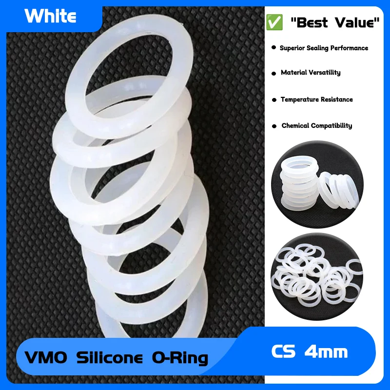 

Food Grade Waterproof Washer Round O ShapeO Rings Seal Tool 10/50Pcs VMQ O Ring Gasket White Silicone CS 4mm OD 12~150mm
