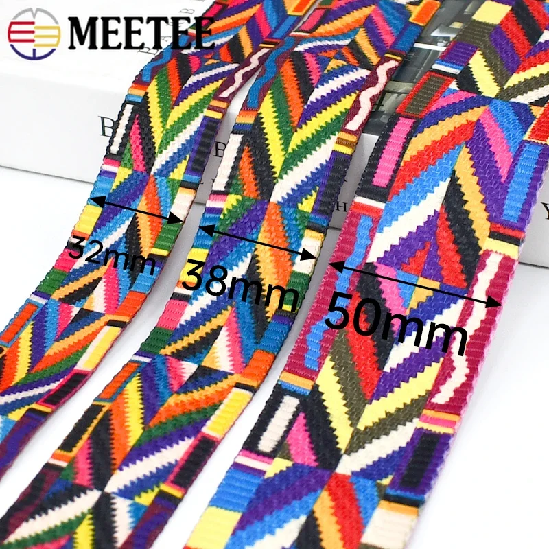 

1-5M Meetee 32-50mm Nylon Jacquard Webbing Tape Backpack Ribbon Strap Dog Leash Band Clothing Decoration Belt Sewing Trimmings