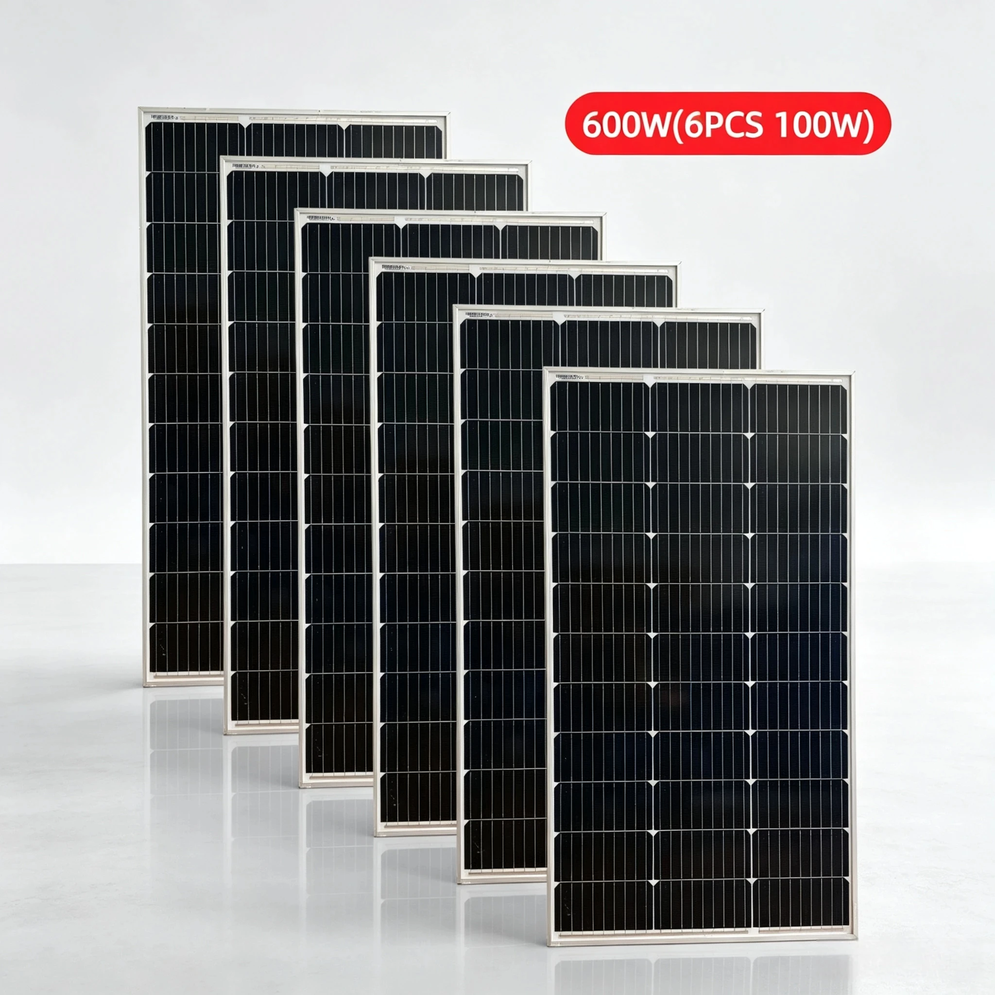 600 W (6 Stück à 100 W) Solarpaneele aus gehärtetem Glas, hocheffiziente monokristalline PV-Module, wasserdichtes Solarladegerät für Batterien, für den Einsatz auf Hausdächern, in Wohnmobilen und beim