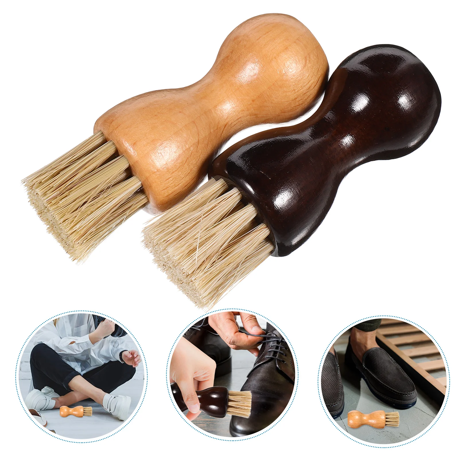 

2Pcs brush Wooden Handle Shoe Polish Applicator Brush for Men and Women Ideal for Boots and Shoes Cleaning Ca