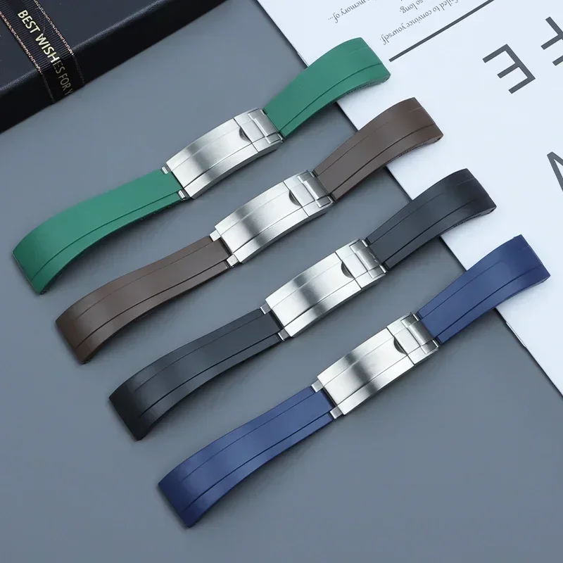 20/21 مللي متر جودة المطاط الطبيعي حزام الساعات ل رولكس حزام ل دايتونا الغواصة GMT يخت ماستر أويسترفليكس جلايدلوك الملونة