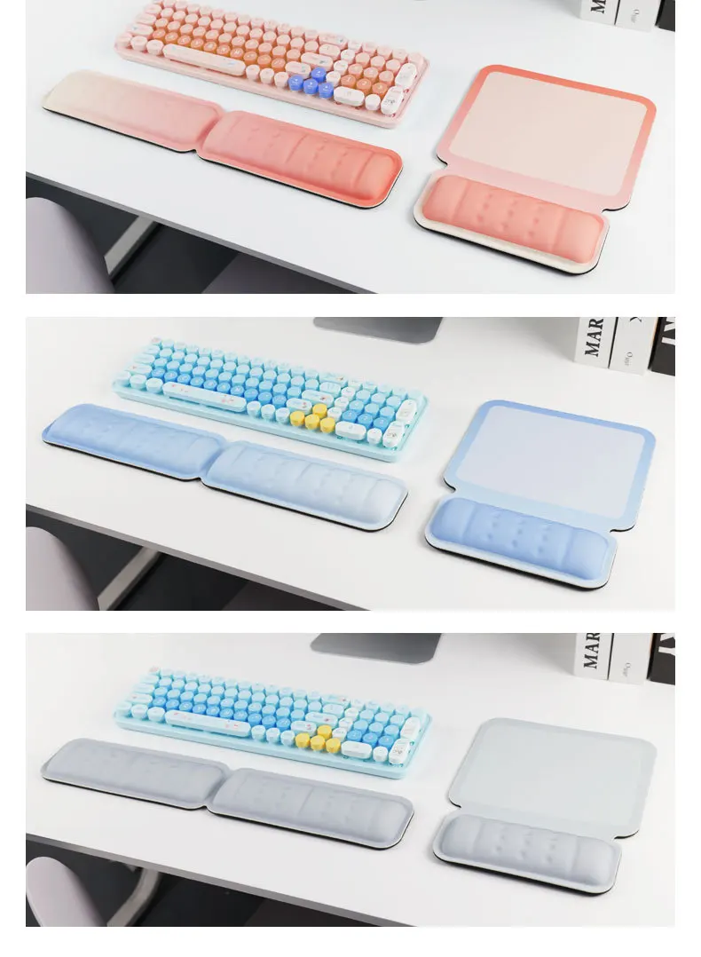 Weiches Handgelenkauflage-Mauspad-Set in Macaron-Farben, Tastaturunterlage, ergonomische Schreibtischunterlage für Büro und Gaming, 6 Farben – Detail 9