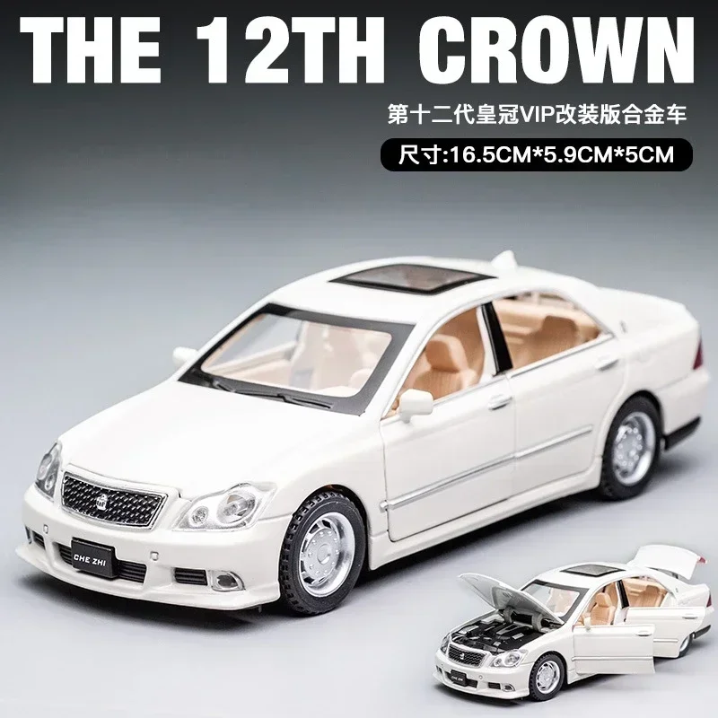 1:32 12th Toyota Crown lega modello di auto diecast veicoli giocattolo in metallo tirare indietro modello di auto simulazione suono e luce regalo per bambini