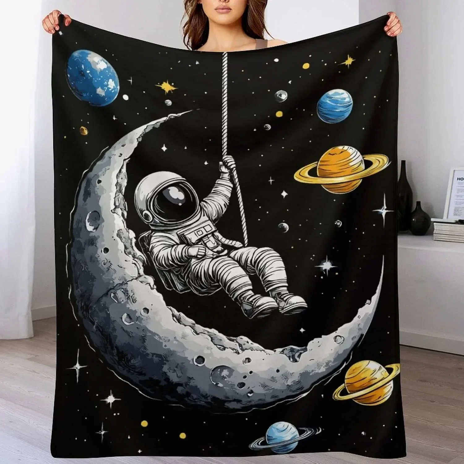 

Astronaut & Space Pattern Soft Throw Blanket – Perfect for Pop Art, Animal Lovers, Couch, Bed, Car, Home, Camping, All-Season