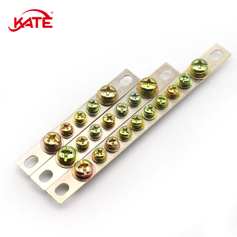 2.5X15mm 5/7/10 Hole Brass Neutral Terminal Grounding Terminal Cross Hexagonal Socket Screw Copper Bar For Distribution Cabinet