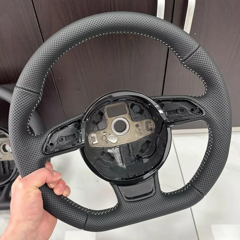 Conjunto de campaña para volante de fondo plano, totalmente perforado, para Audi A3, A4, A5, S4, S5, Q3, Q5, Q7