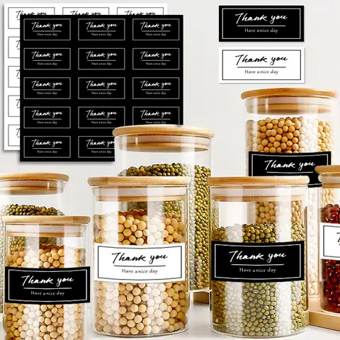 150 st tacketiketter vintage svartvita kraftetiketter DIY handgjorda för presenter, tårta och bakning, försegling, hängetiketter 6 best sales svartvita klistermärken - №1